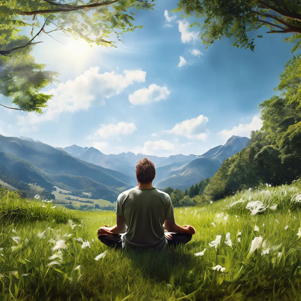 A person meditating in a serene natural setting, embodying proven ways on how to calm anxiety.