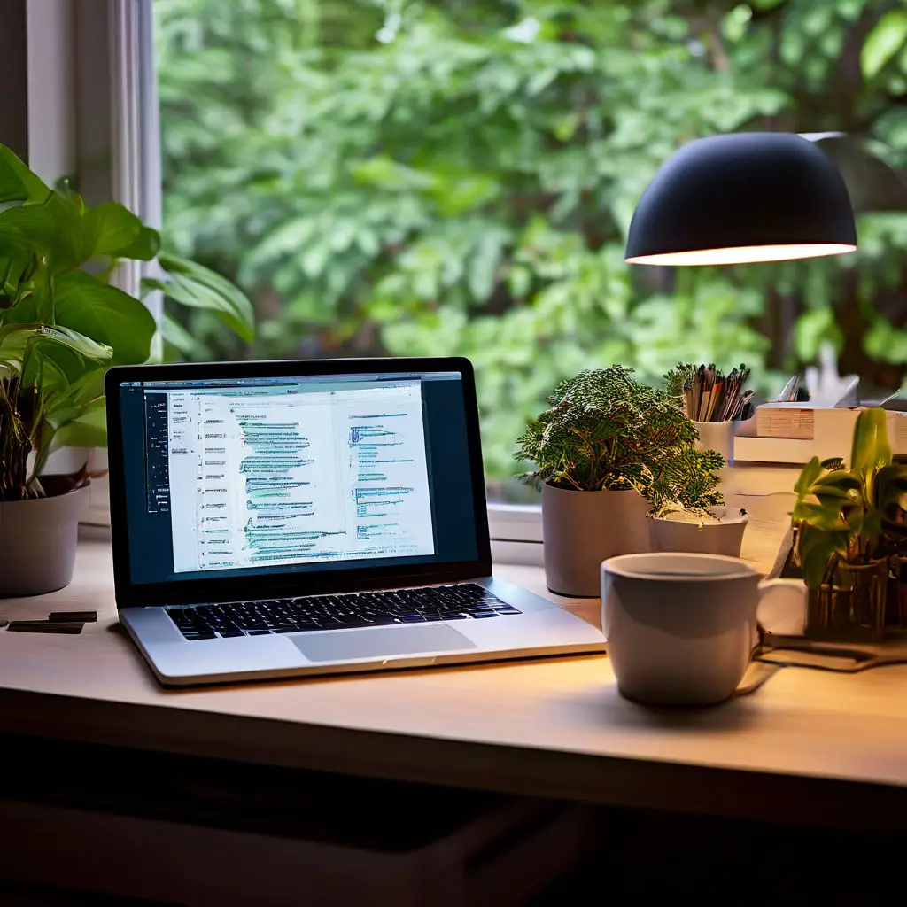Home office setup with a desktop displaying a Coursera course, representing the top 10 free Coursera courses for career growth in 2024.